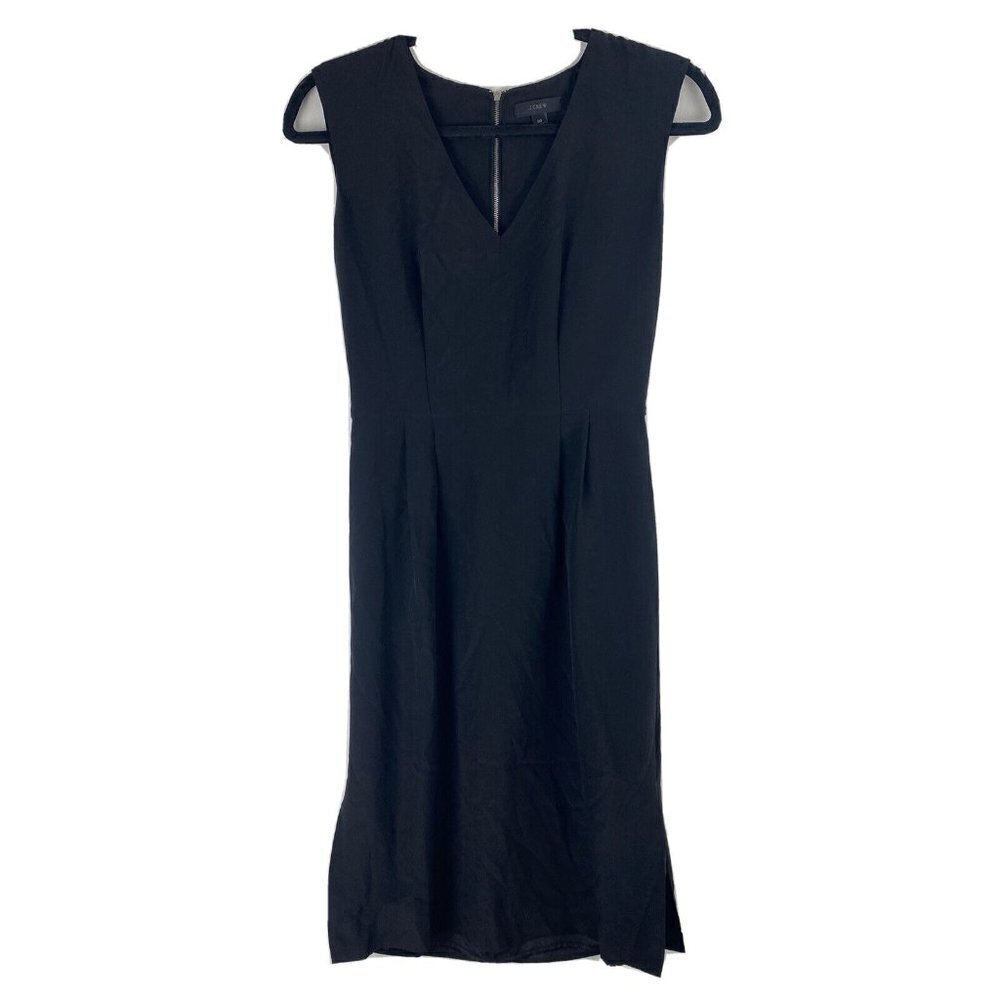 J. Crew Womens A Line Dress Size 00 Black 100% Silk Sleeveless Lined Wedding